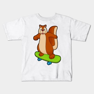 Squirrel as Skater with Skateboard Kids T-Shirt